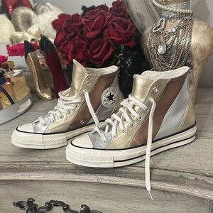 Converse Women's High Top Sneakers in Metallic Gold, Silver and Bronze